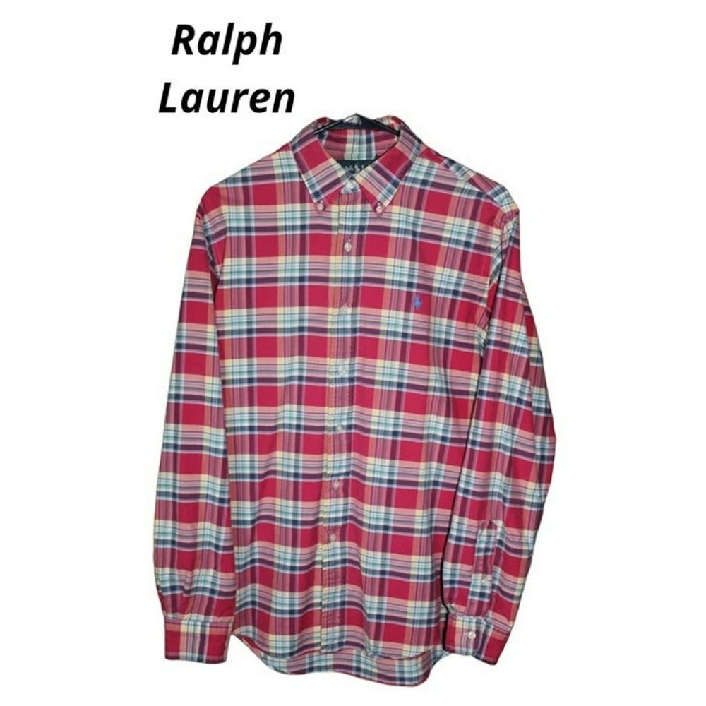 Ralph Lauren "Custom Fit" Red Striped Button Down / Size: M